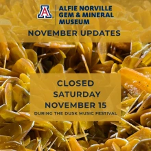 The museum will be closed on Saturday, November 15 for the Dusk Music Festival. 